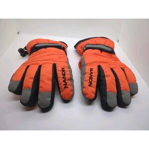 boys NANDN winter GLOVES size medium ORANGE BLACK plush lined NICE very warm!!